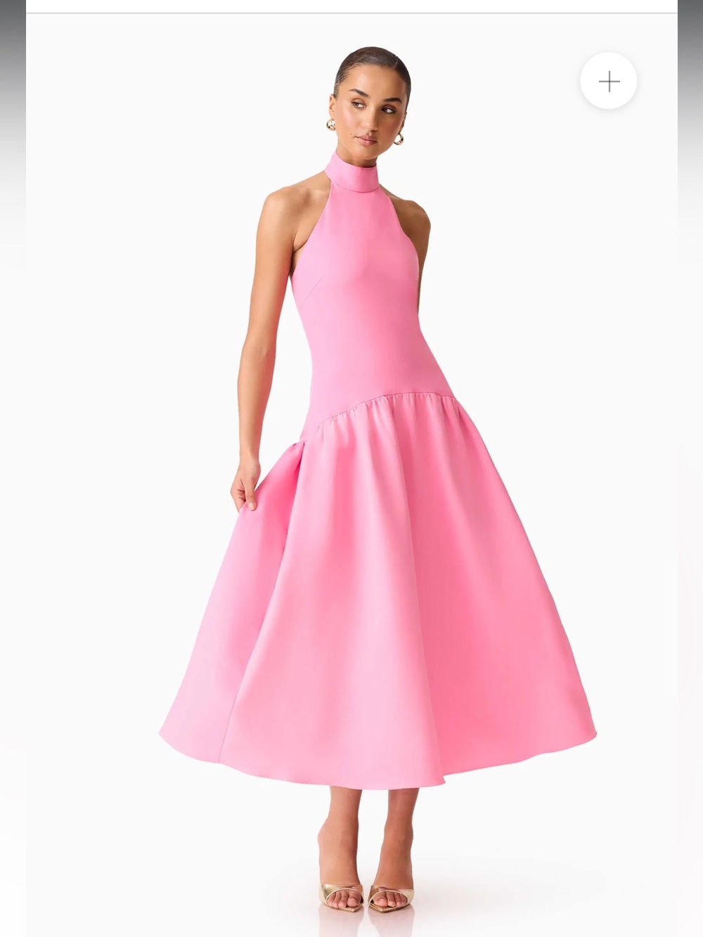 elliatt nolana pink halter neck flare midi summer sun dress size medium NEW